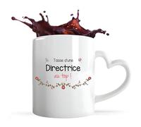 Planetee Tasse anse Coeur Directrice au Top Femme | Mug avec anse en forme de Coeur | Idée Cadeau Collègue Travail Retraite