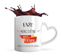Planetee Tasse anse Coeur Enzo génial sans faire exprès | Mug avec anse en forme de Coeur | Idée Cadeau Humour Collègue Travail Famille Anniversaire Noël