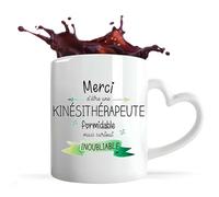 Planetee Tasse anse Coeur Kinésithérapeute Inoubliable Femme | Mug avec anse en forme de Coeur | Idée Cadeau Collègue Travail Retraite
