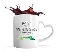 Planetee Tasse anse Coeur Maitre de stage Inoubliable Homme | Mug avec anse en forme de Coeur | Idée Cadeau Collègue Travail Retraite
