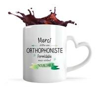 Planetee Tasse anse Coeur Orthophoniste Inoubliable Femme | Mug avec anse en forme de Coeur | Idée Cadeau Collègue Travail Retraite