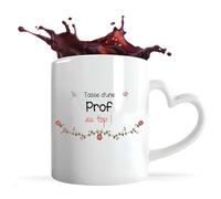 Planetee Tasse anse Coeur Prof au Top Femme | Mug avec anse en forme de Coeur | Idée Cadeau maîtresse, professeur, école, fin d'année