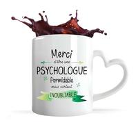 Planetee Tasse anse Coeur Psychologue Inoubliable Femme | Mug avec anse en forme de Coeur | Idée Cadeau Collègue Travail Retraite