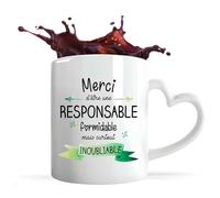 Planetee Tasse anse Coeur Responsable Inoubliable Femme | Mug avec anse en forme de Coeur | Idée Cadeau Collègue Travail Retraite