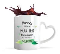 Planetee Tasse anse Coeur Routier Inoubliable Homme | Mug avec anse en forme de Coeur | Idée Cadeau Collègue Travail Retraite