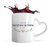 Planetee Tasse anse Coeur Secrétaire de Mairie au Top Femme | Mug avec anse en forme de Coeur | Idée Cadeau Collègue Travail Retraite