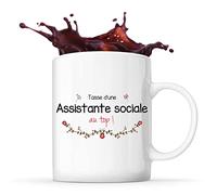 Planetee Tasse Assistante sociale au Top Femme | Idée Cadeau Collègue Travail Retraite