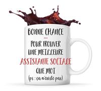 Planetee Tasse Assistante sociale ça n'existe pas | Mug Cadeau Travail Métier Départ Retraite Collègue Anniversaire Noël