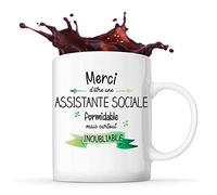 Planetee Tasse Assistante sociale Inoubliable Femme | Idée Cadeau Collègue Travail Retraite