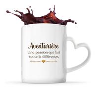 Planetee Tasse avec Poignée en Forme de Cœur Aventurière métier passion Mug