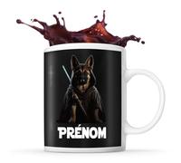 Planetee Tasse Berger Allemand avec sabre laser Prénom Nom Personnalisable | Mug Café Thé Idée Cadeau Personnalisé Homme Femme Original pour propriétaire de chien