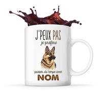 Planetee Tasse Berger Allemand Passer du temps Prénom Nom Personnalisable - Mug Café Thé Idée Cadeau Personnalisé Homme Femme Original pour Propriétaire de Chiot