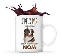 Planetee Tasse Berger Australien Passer du temps Prénom Nom Personnalisable - Mug Café Thé Idée Cadeau Personnalisé Homme Femme Original pour Propriétaire de Chiot