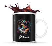 Planetee Tasse Berger Australien Style Pop Prénom Nom Personnalisable - Mug Café Thé Idée Cadeau Personnalisé Homme Femme Original pour Propriétaire de Chiot