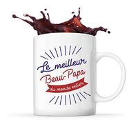 Planetee Tasse blanc Meilleur du Monde entier Beau-Papa | Mug original pour beau père idéal pour cadeau de noël et anniversaire