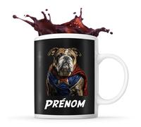 Planetee Tasse Bouledogue Anglais Super Héro Prénom Nom Personnalisable | Mug Café Thé Idée Cadeau Personnalisé Homme Femme Original pour propriétaire de chien