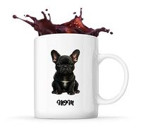 Planetee Tasse Bouledogue Français style Cartoon Prénom Nom Personnalisable | Mug Café Thé Idée Cadeau Personnalisé Homme Femme Original pour propriétaire de chien