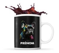 Planetee Tasse Bouledogue Français Style Street Art Prénom Nom Personnalisable | Mug Café Thé Idée Cadeau Personnalisé Homme Femme Original pour propriétaire de chien