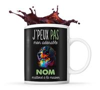 Planetee Tasse Bouvier Bernois dog Adorable m'attend à la maison Prénom Nom Personnalisable - Mug Café Thé Idée Cadeau Personnalisé Homme Femme Original pour Propriétaire de Chiot