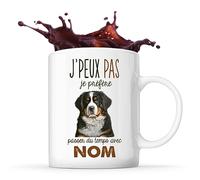 Planetee Tasse Bouvier Bernois dog Passer du temps Prénom Nom Personnalisable - Mug Café Thé Idée Cadeau Personnalisé Homme Femme Original pour Propriétaire de Chiot