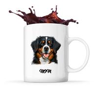 Planetee Tasse Bouvier Bernois dog style Cartoon Prénom Nom Personnalisable - Mug Café Thé Idée Cadeau Personnalisé Homme Femme Original pour Propriétaire de Chiot