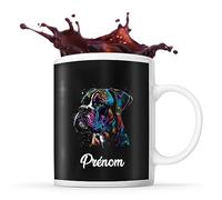 Planetee Tasse Boxer Style Pop Prénom Nom Personnalisable | Mug Café Thé Idée Cadeau Personnalisé Homme Femme Original pour propriétaire de chien