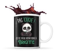 Planetee Tasse Brigitte Pas Touche Panda | Mug Prénom Cadeau Anniversaire Humour