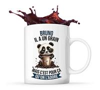 Planetee Tasse Bruno Panda Café | Idée Cadeau Travail Métier Humour Collègue Homme Anniversaire Noël