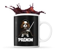 Planetee Tasse Cavalier King Charles avec sabre laser Prénom Nom Personnalisable | Mug Café Thé Idée Cadeau Personnalisé Homme Femme Original pour propriétaire de chien