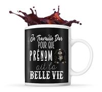 Planetee Tasse Cavalier King Charles Je travaille dur Prénom Nom Personnalisable - Mug Café Thé Idée Cadeau Personnalisé Homme Femme Original pour Propriétaire de Chiot