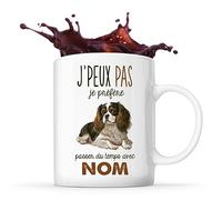 Planetee Tasse Cavalier King Charles Passer du temps Prénom Nom Personnalisable | Mug Café Thé Idée Cadeau Personnalisé Homme Femme Original pour propriétaire de chien