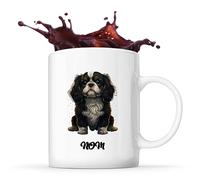 Planetee Tasse Cavalier King Charles style Cartoon Prénom Nom Personnalisable - Mug Café Thé Idée Cadeau Personnalisé Homme Femme Original pour Propriétaire de Chiot