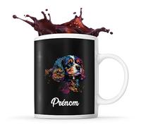 Planetee Tasse Cavalier King Charles Style Pop Prénom Nom Personnalisable - Mug Café Thé Idée Cadeau Personnalisé Homme Femme Original pour Propriétaire de Chiot