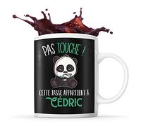 Planetee Tasse Cédric Pas Touche Panda | Mug Prénom Cadeau Anniversaire Humour