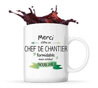 Planetee Tasse Chef de chantier Inoubliable Homme | Idée Cadeau Collègue Travail Retraite