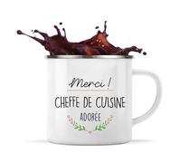 Planetee Tasse Cheffe de cuisine 360 ml | Mug Émaillé Métallique | Idée Cadeau Collègue Travail Retraite