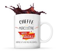 Planetee Tasse Cheffe géniale sans faire exprès | Mug Cadeau Travail Métier Départ Retraite Collègue Anniversaire Noël