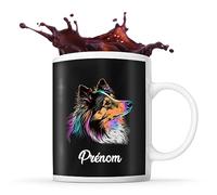 Planetee Tasse Chien de Berger des Shetland Style Pop Prénom Nom Personnalisable | Mug Café Thé Idée Cadeau Personnalisé Homme Femme Original pour propriétaire de chien