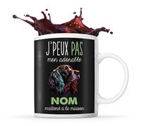 Planetee Tasse Cocker Spaniel Anglais Adorable m'attend à la maison Prénom Nom Personnalisable - Mug Café Thé Idée Cadeau Personnalisé Homme Femme Original pour Propriétaire de Chiot