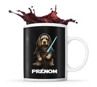 Planetee Tasse Cocker Spaniel Anglais avec sabre laser Prénom Nom Personnalisable - Mug Café Thé Idée Cadeau Personnalisé Homme Femme Original pour Propriétaire de Chiot