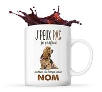Planetee Tasse Cocker Spaniel Anglais Passer du temps Prénom Nom Personnalisable | Mug Café Thé Idée Cadeau Personnalisé Homme Femme Original pour propriétaire de chien