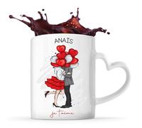 Planetee Tasse Coeur Anaïs Je t'aime Ballon | Mug Couple Saint Valentin Mariage Fiançailles Anniversaire Cadeau Romantique Amoureux