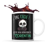 Planetee Tasse Corentin Pas Touche Panda | Mug Prénom Cadeau Anniversaire Humour