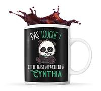 Planetee Tasse Cynthia Pas Touche Panda | Mug Prénom Cadeau Anniversaire Humour