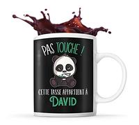 Planetee Tasse David Pas Touche Panda | Mug Prénom Cadeau Anniversaire Humour
