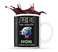 Planetee Tasse Dogue Argentin Adorable m'attend à la maison Prénom Nom Personnalisable | Mug Café Thé Idée Cadeau Personnalisé Homme Femme Original pour propriétaire de chien