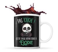 Planetee Tasse Elodie Pas Touche Panda | Mug Prénom Cadeau Anniversaire Humour