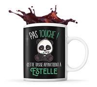 Planetee Tasse Estelle Pas Touche Panda | Mug Prénom Cadeau Anniversaire Humour