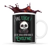 Planetee Tasse Evelyne Pas Touche Panda | Mug Prénom Cadeau Anniversaire Humour