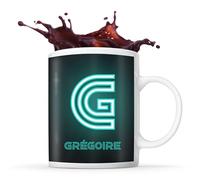 Planetee Tasse Grégoire Lettre Neon | Mug Céramique | Idée Cadeau Prénom Gamer Geek Futuriste Moderne Anniversaire Oncle Parrain Beau Papa Collègue Départ Retraite Noël